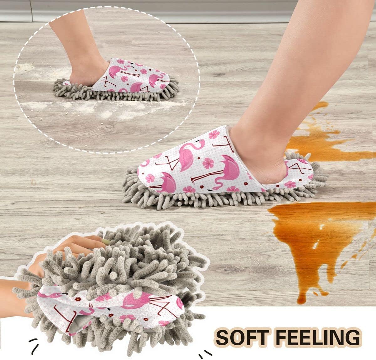 DOMIKING Flamingos Mop Slippers for Women 1