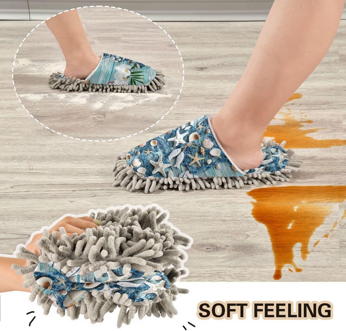 DOMIKING Mopping Slippers with Microfiber Sole