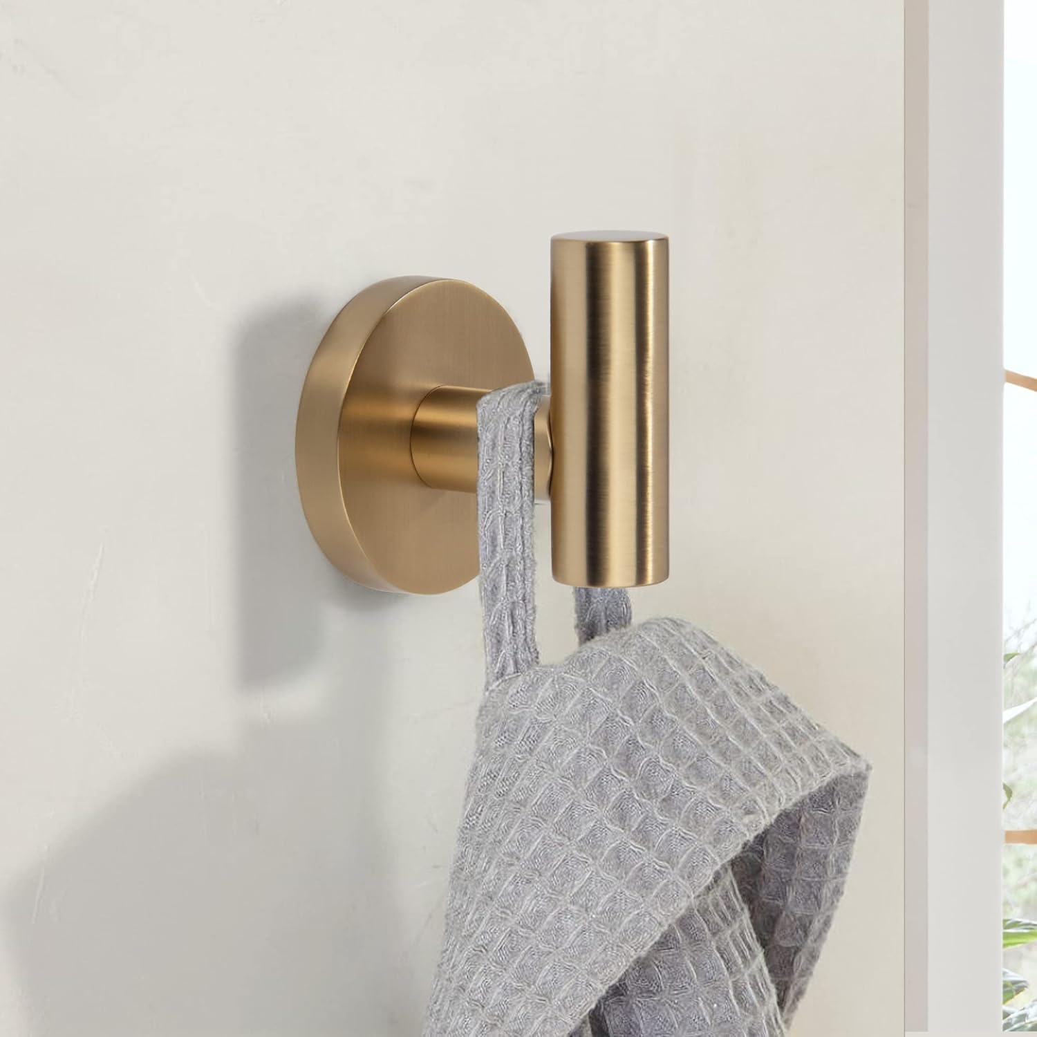 TUNNY 3 Pack Round Towel Hooks - Champagne Gold