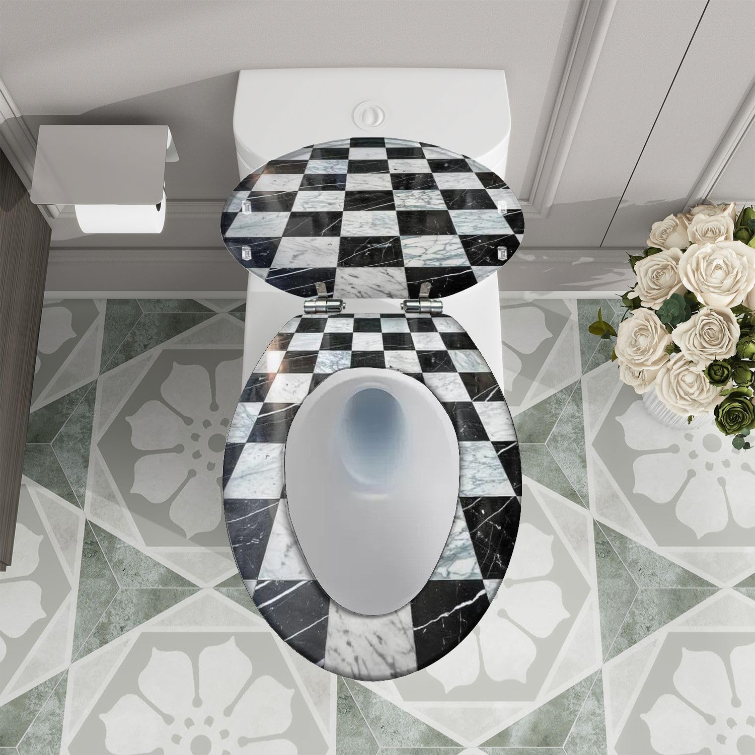 TRANQDEHOM Decorative Toilet Seat with Quiet Close Hinges