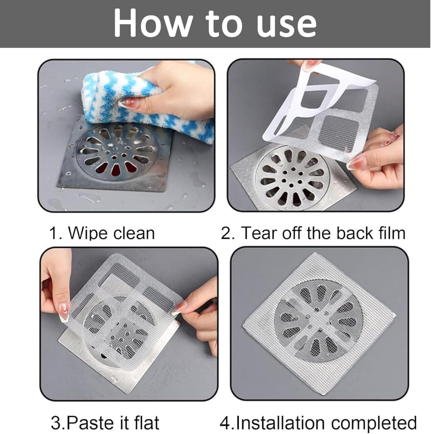30PCS Jorakie Square Hair Catcher for Bath Kitchen