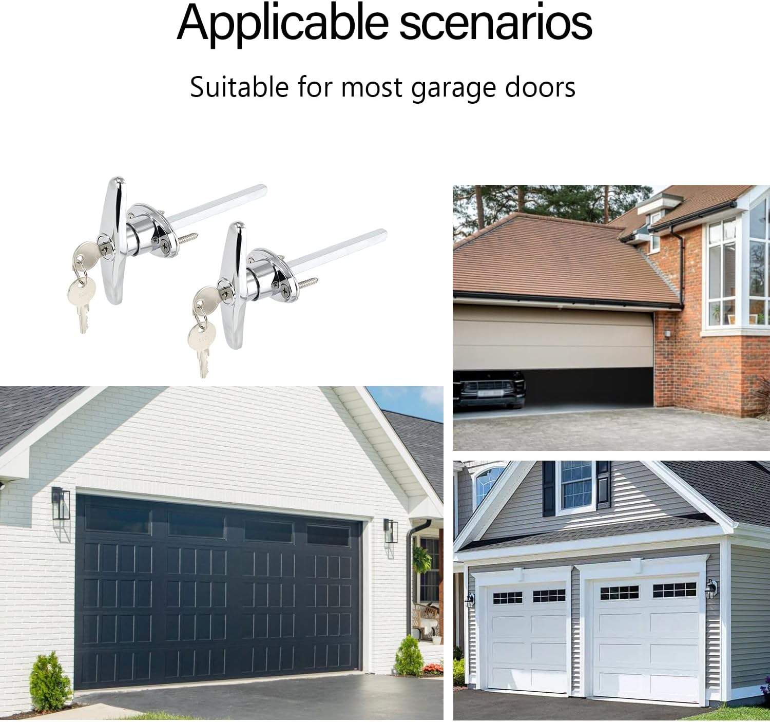 Universal Garage Door T-Handle Replacement Lock 2 Pack with 2 Keys