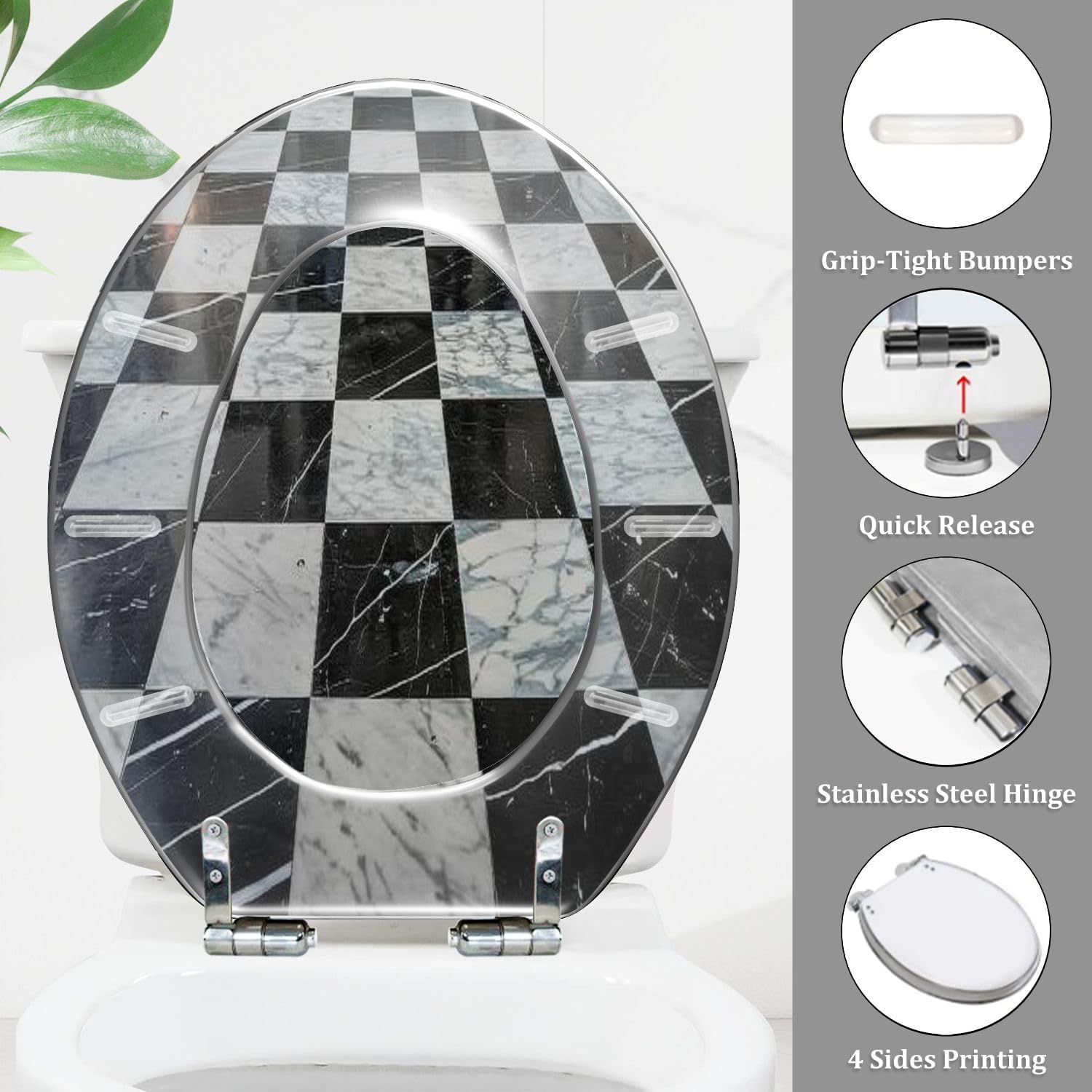 TRANQDEHOM Decorative Toilet Seat with Quiet Close Hinges