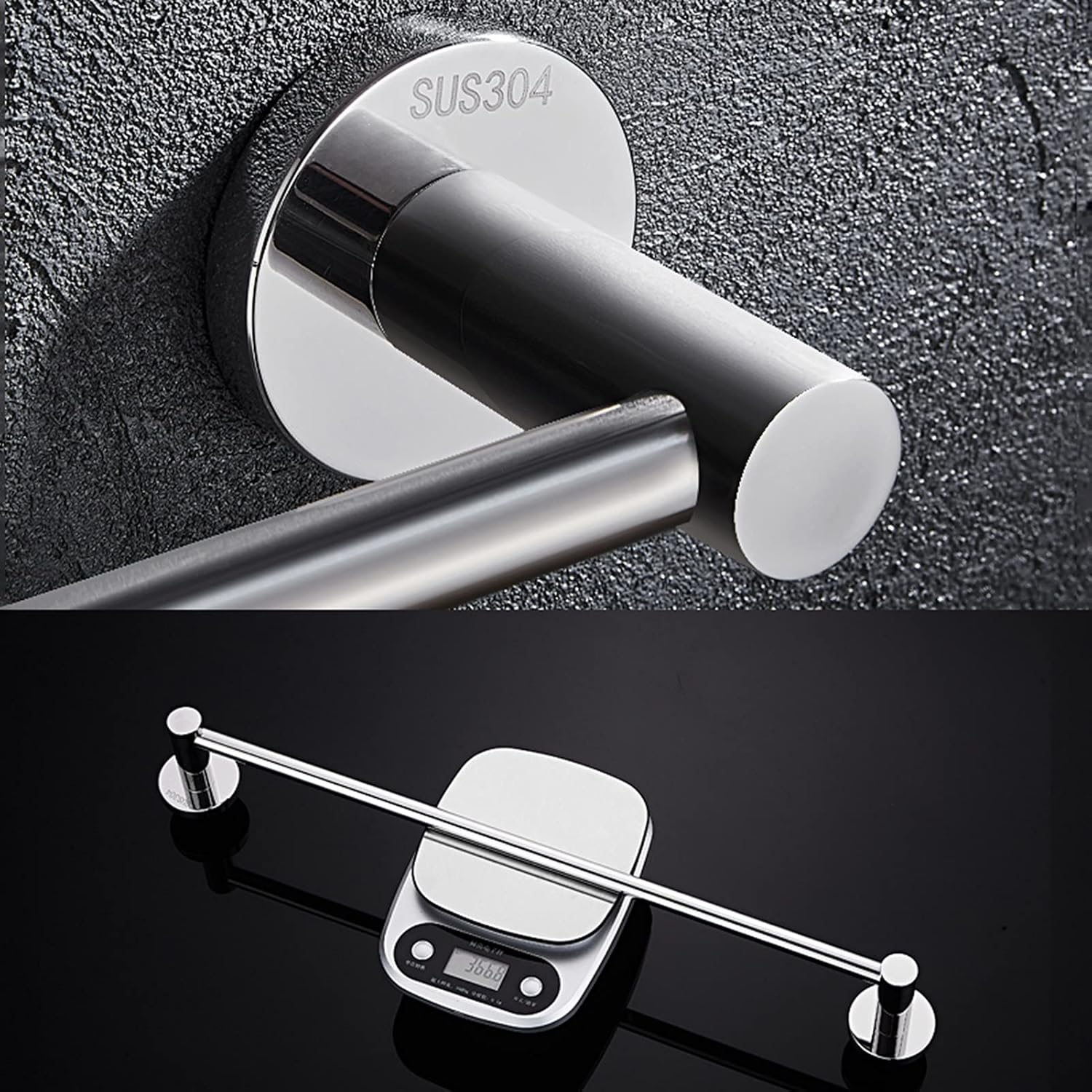 TiStm Towel Rack 30Cm Polished Silver Wall Mount
