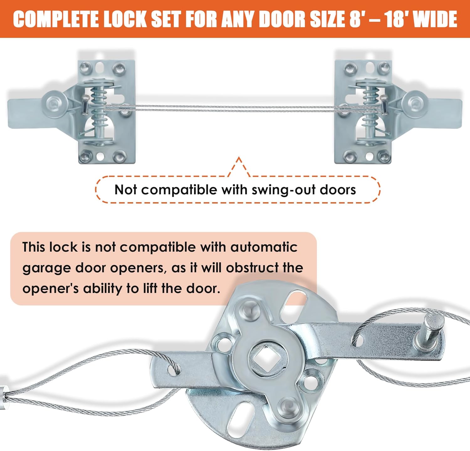 Universal Garage Door Lock Kit with Keyed Handle and Spring Latch