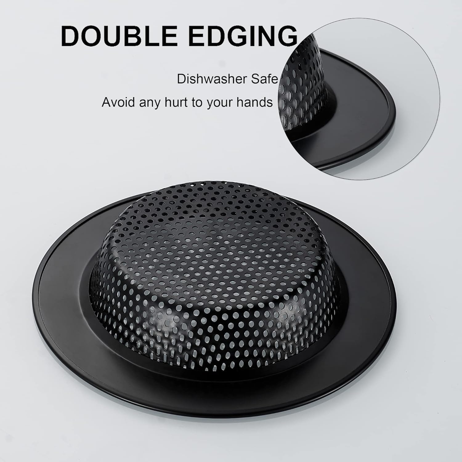LASSHSWA 2 PCS Matte Black Sink Strainer with Large Rim