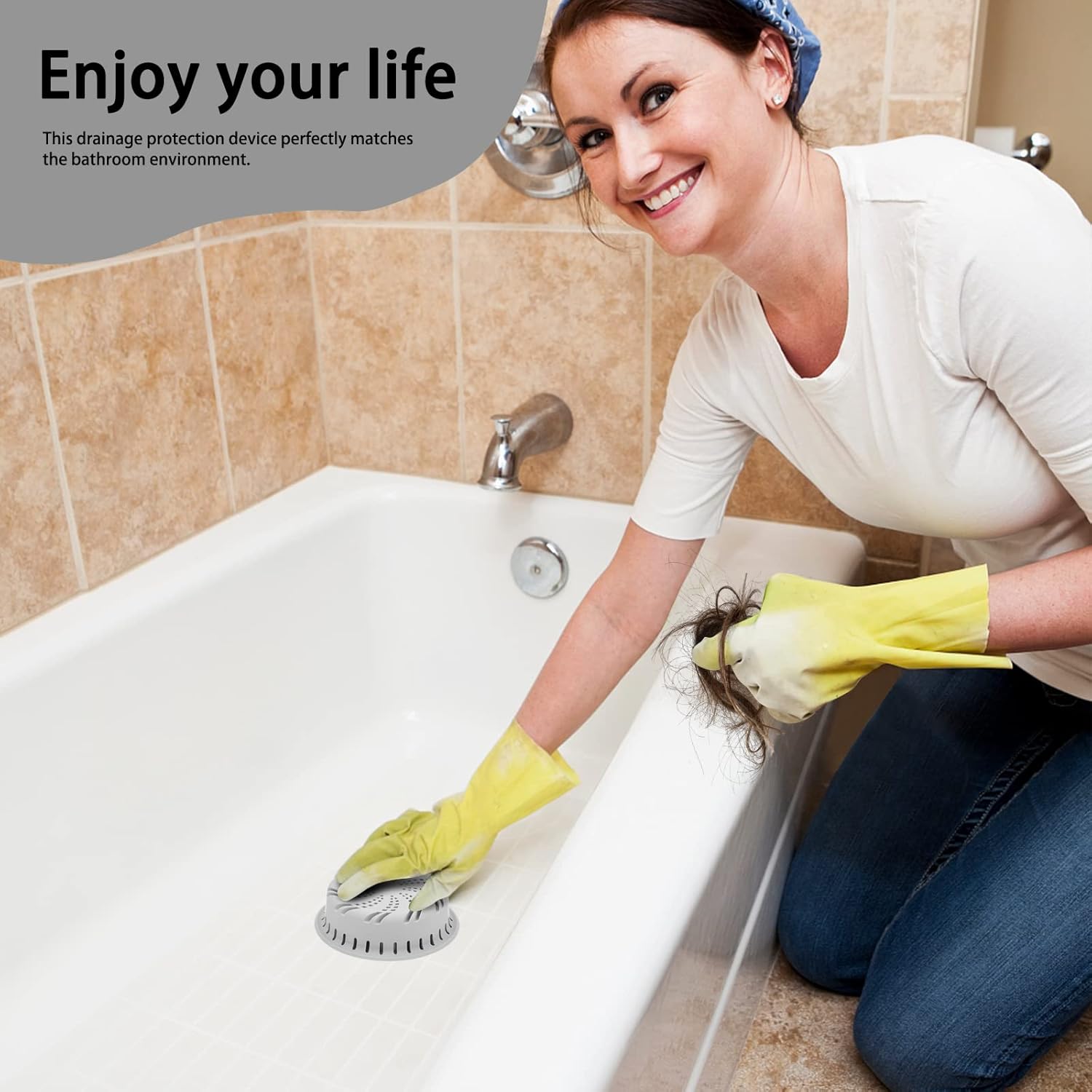 VOHCTO Silicone Drain Hair Catcher for Pop Up and Regular Drains Gray