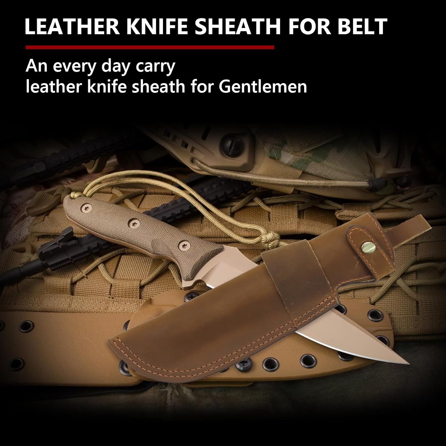 Premium Leather Knife Sheath 51 Inch Belt EDC Holster