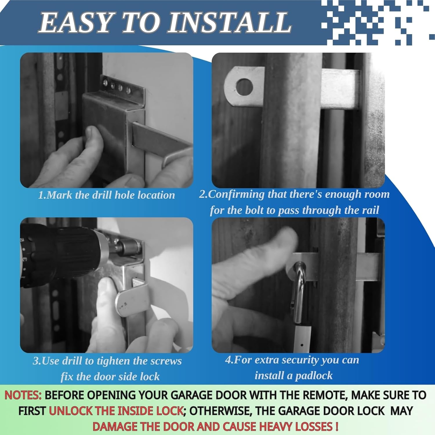 Renugaley 2 Pack Heavy Duty Garage Door Side Lock