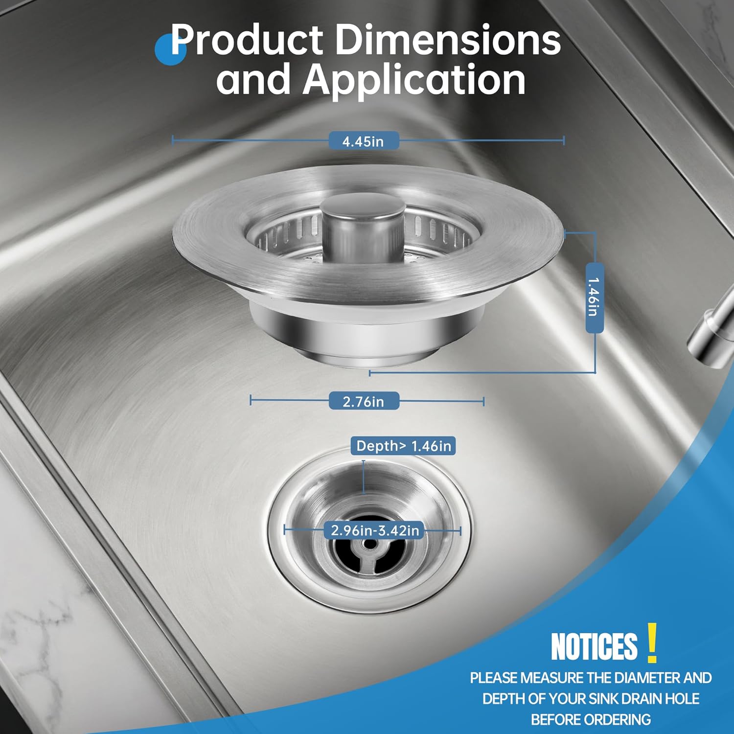 Tilirex 3 in 1 Kitchen Sink Drain Strainer