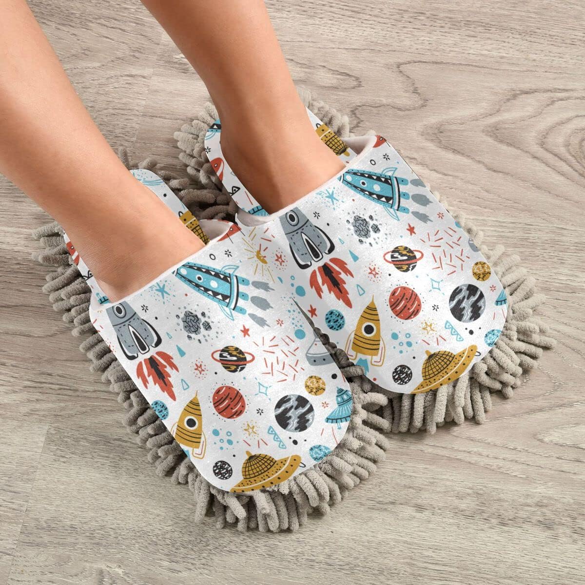 DOMIKING Mop House Slippers for Women and Men
