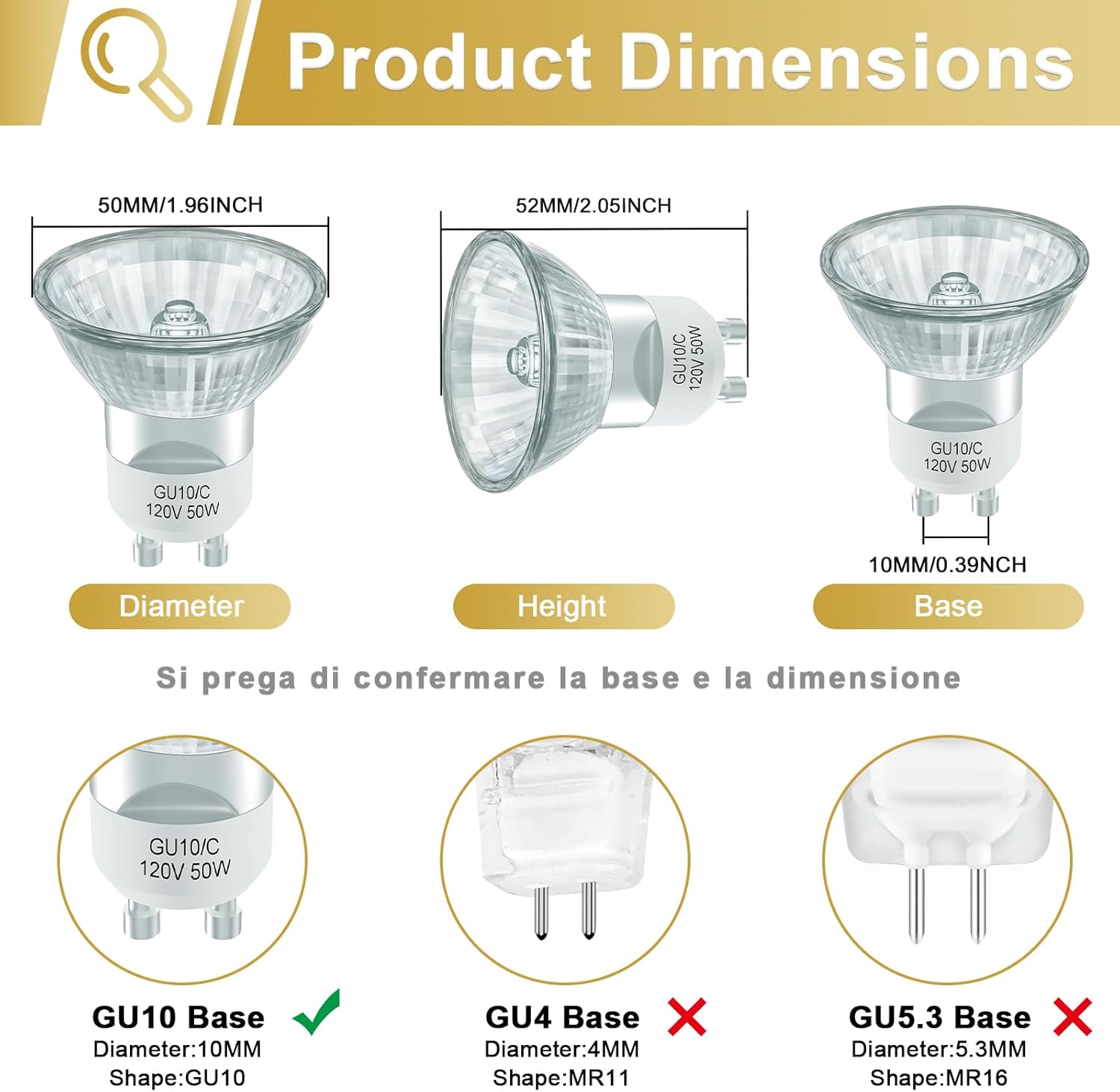 DUMILOO GU10 Halogen Bulb 120V 50W Dimmable Warm White 2700K Pack of 6