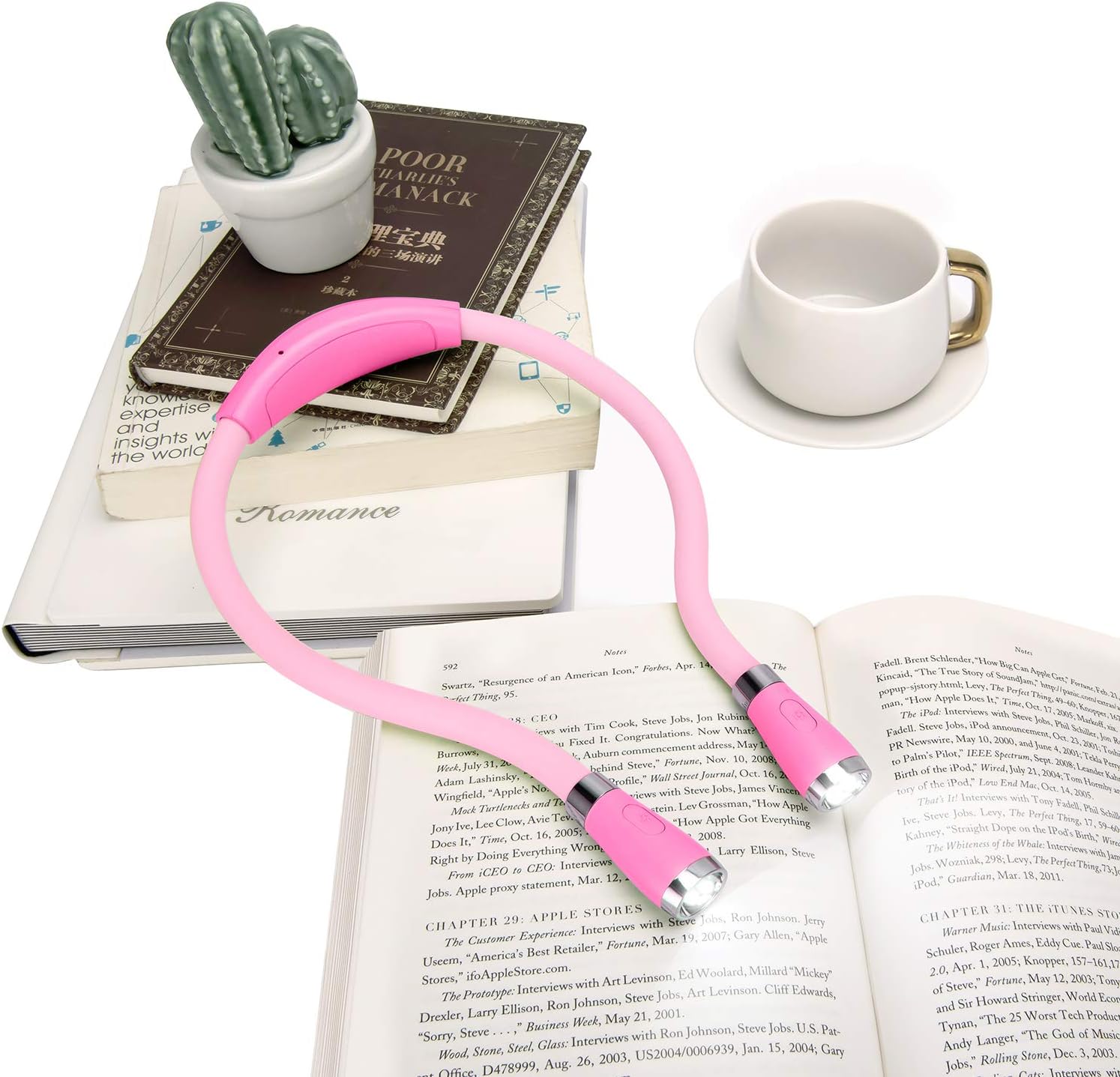 LED Neck Book Light USB Rechargeable with 4 Bright LEDs