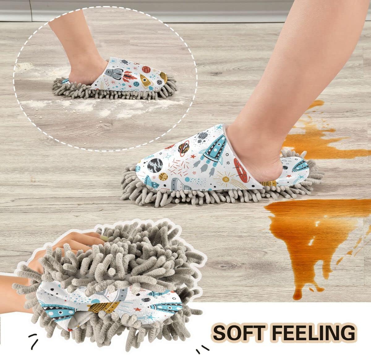 DOMIKING Mop House Slippers for Women and Men