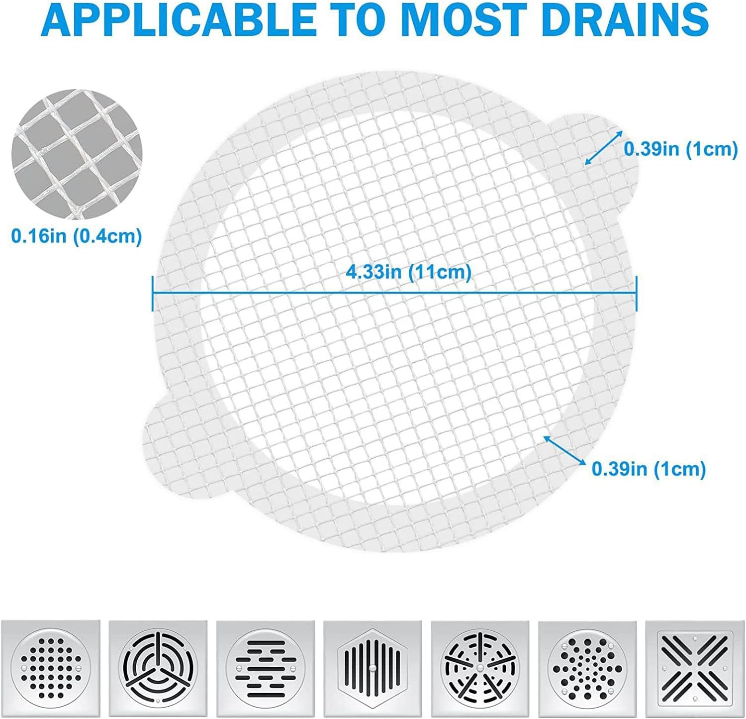 10pcs Disposable Hair Drain Cover Sticker for Kitchen and Bathroom