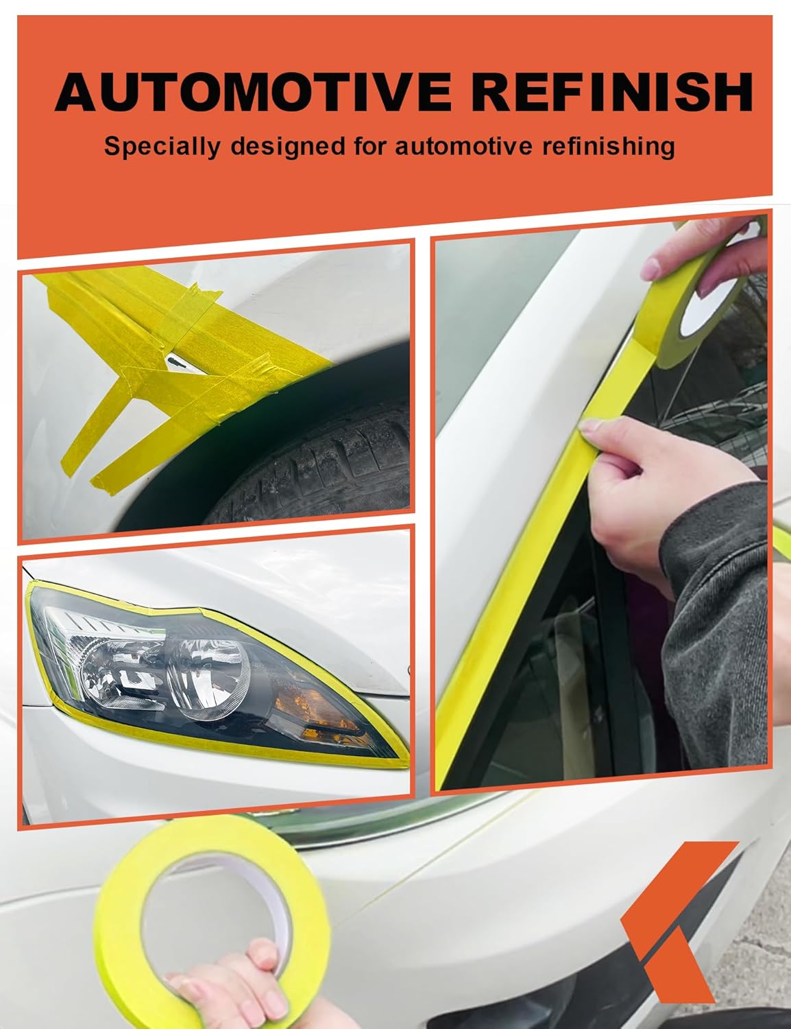 KREFINISH Heat Resistant Yellow Masking Tape for Auto Painting