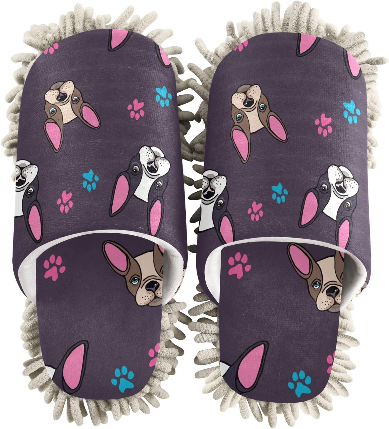 Sinestour French Bulldog Mop Slippers for Floor Cleaning