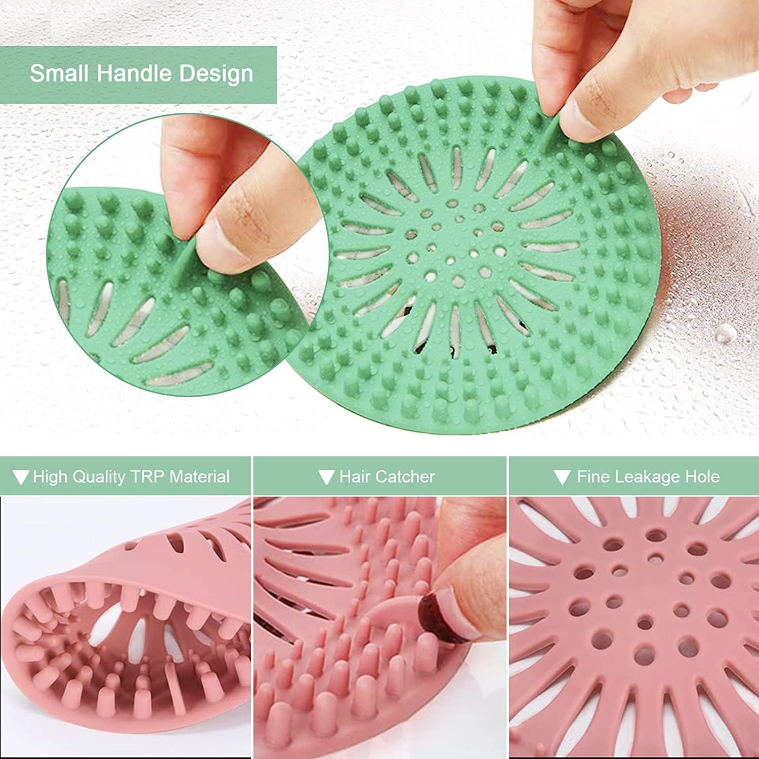 Durable Silicone Hair Catcher 4Pcs for Shower and Kitchen Drain