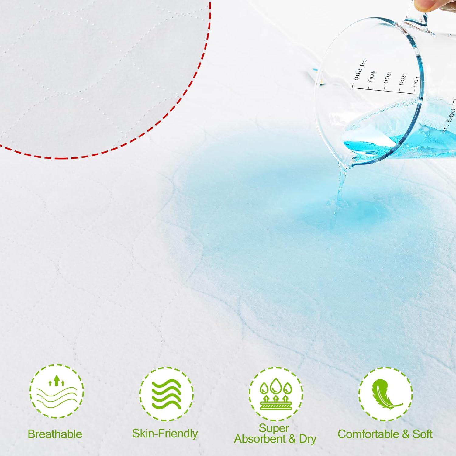 Bamuho 4-Layer Waterproof Bed Pads Washable