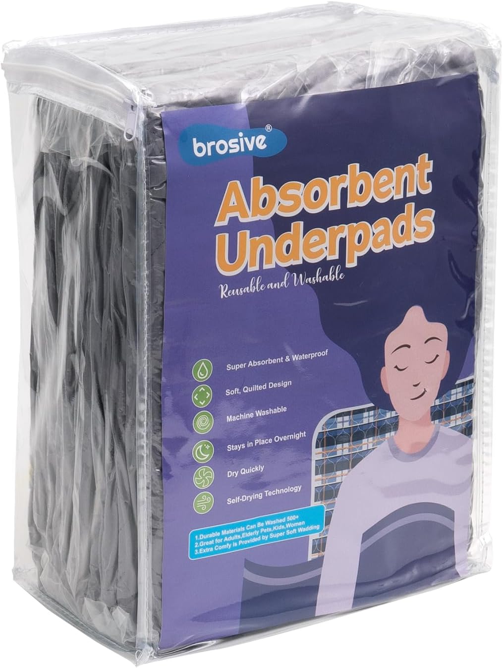 Brosive Reusable Bed Pads 36x72 Inch 2 Pack
