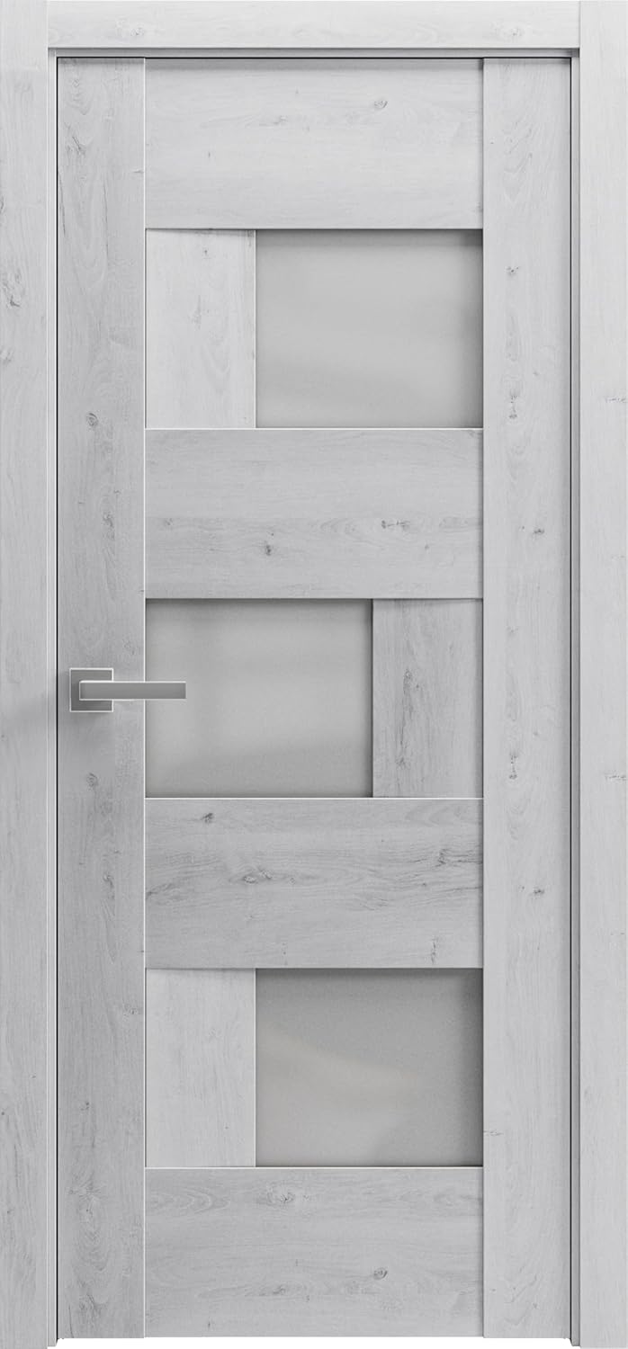 VDOMDOORS 32x80 Interior Solid Door with Frost Glass