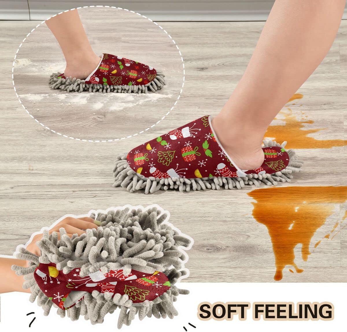 DOMIKING Mop House Slippers for Women Floor Cleaning Duster Shoes
