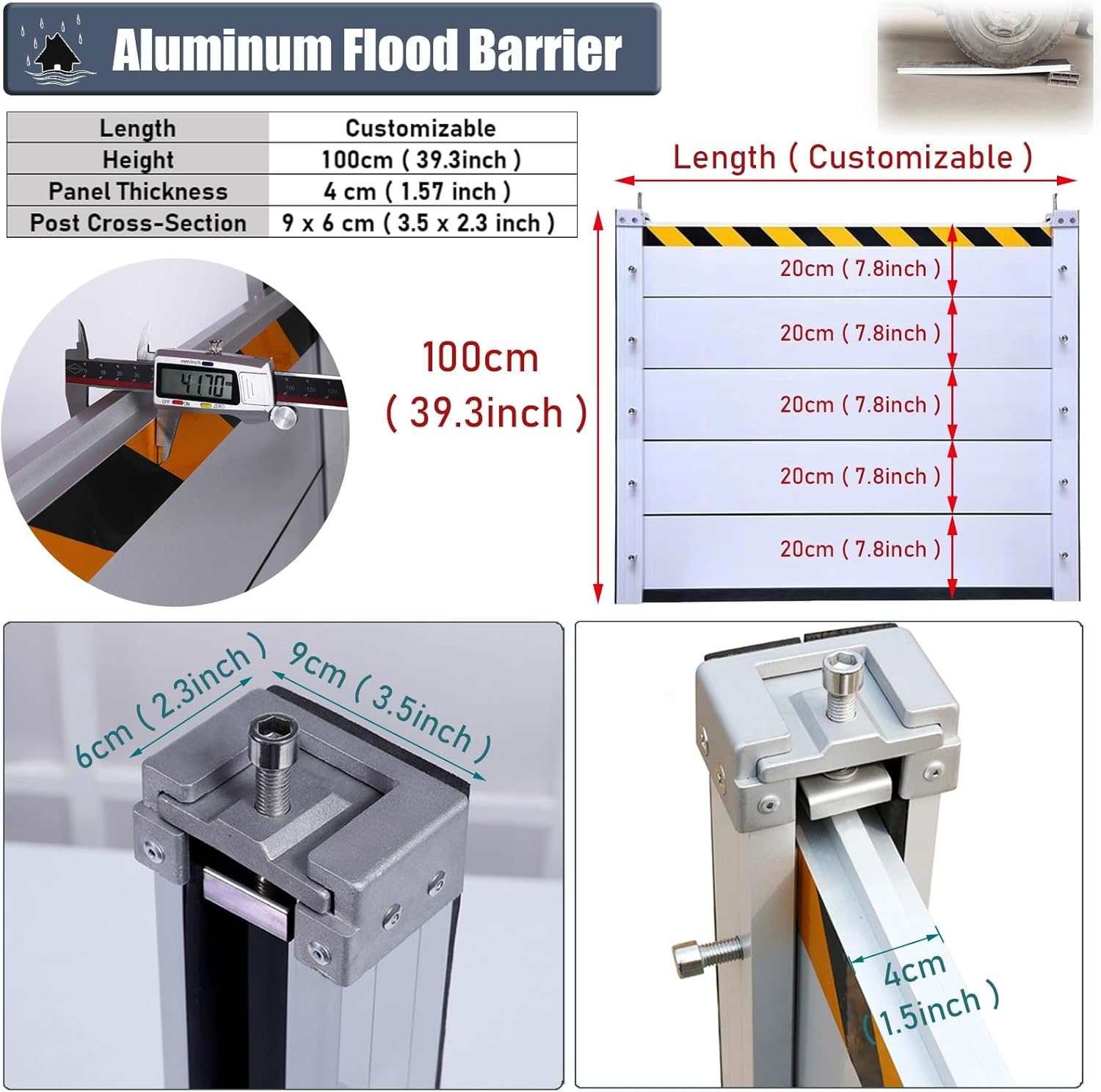 Flood Protection Barriers 39inch High Reusable for Garage Doors 1
