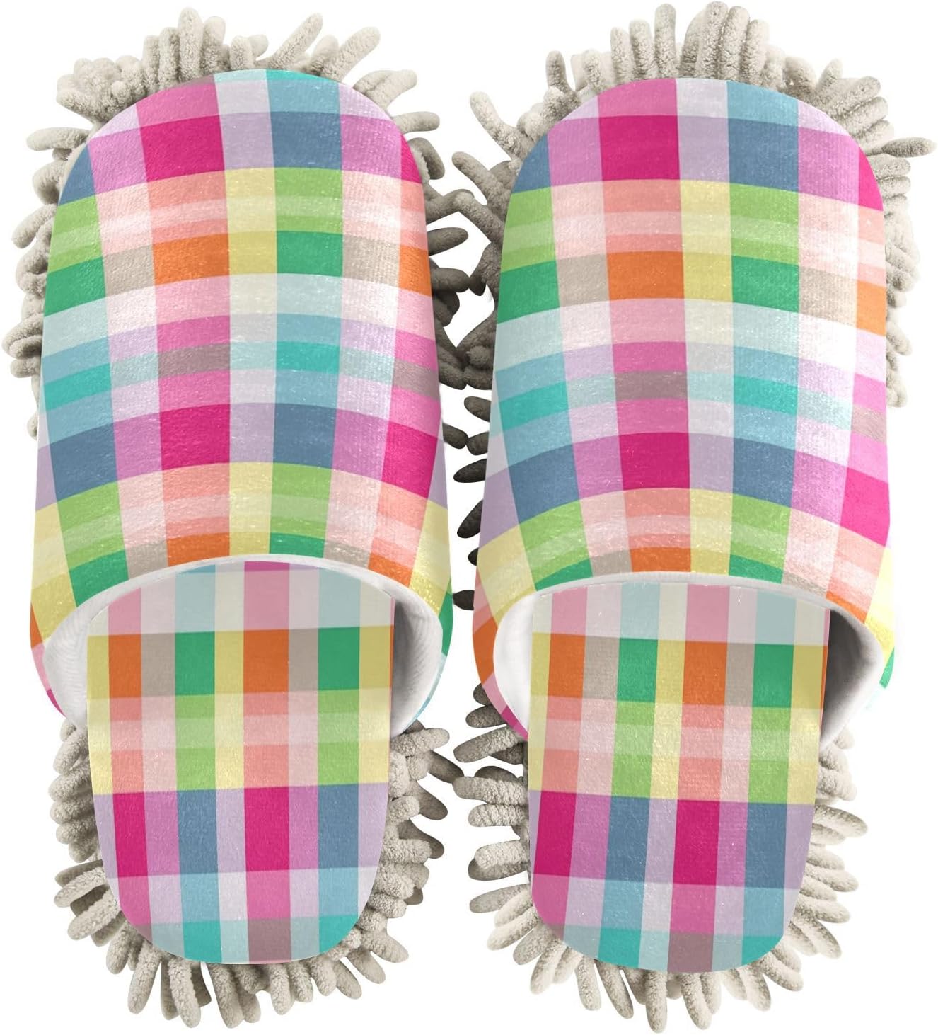 Zhirexin Colorful Striped Plaid Cleaning Slippers