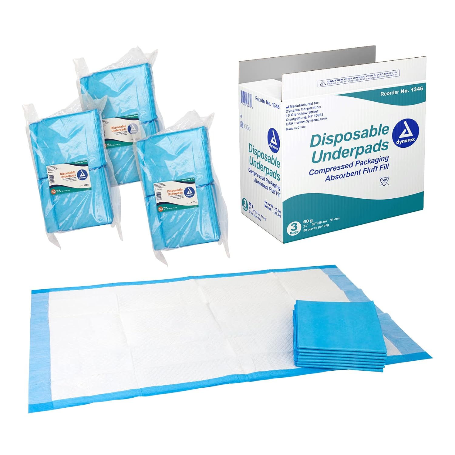 Dynarex 1346 Disposable UnderPad 23 x 36 60g Pack of 150
