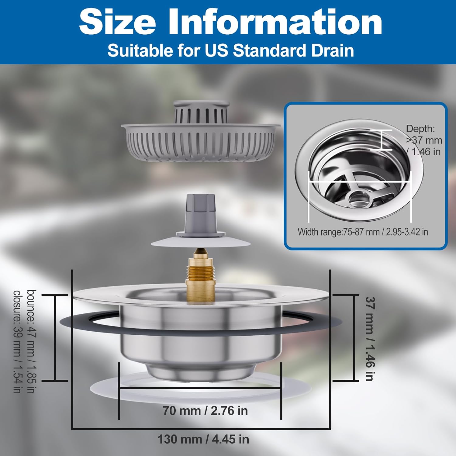 3 in 1 Universal Kitchen Sink Drain Strainer Stopper
