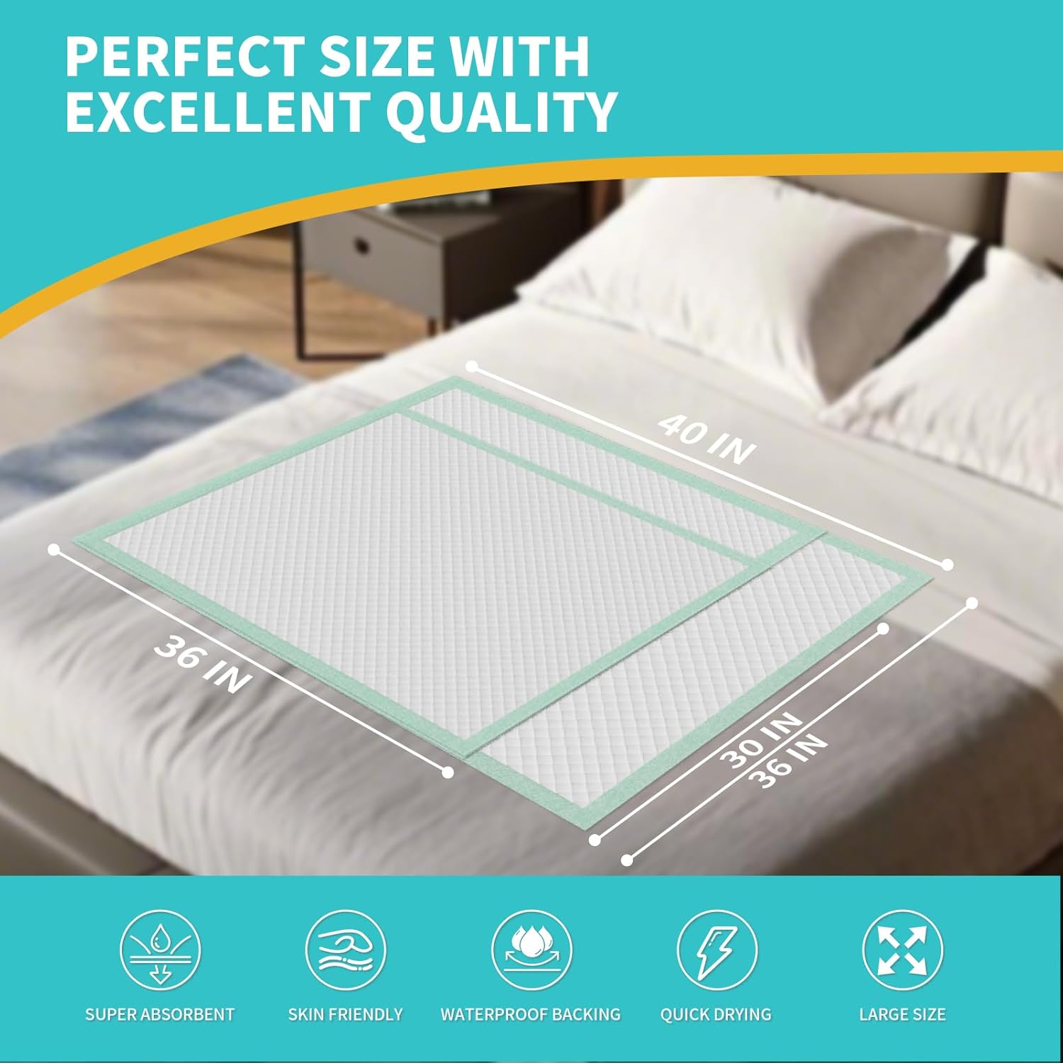 MILDPLUS Extra Large Disposable Bed Pads 40X36