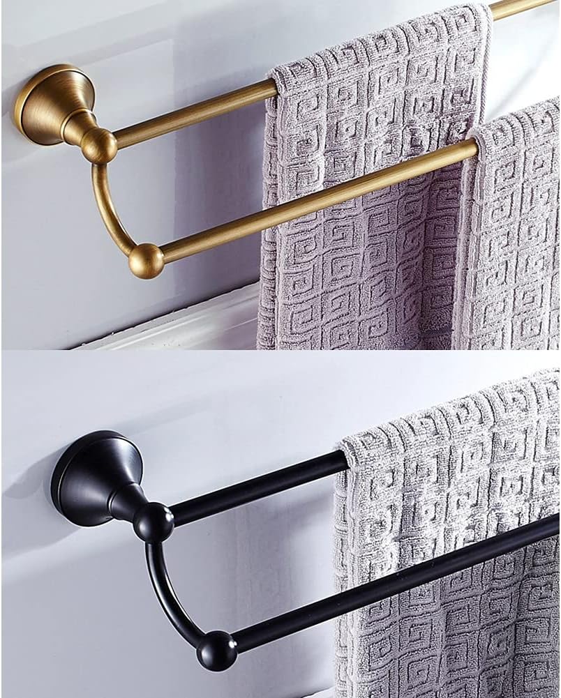 Gold Double Towel Bar with Black Antique Finish