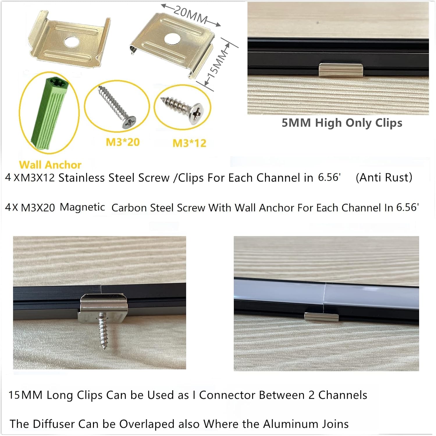 LED Strip Black U Channel Diffuser 10 Pack 656FT