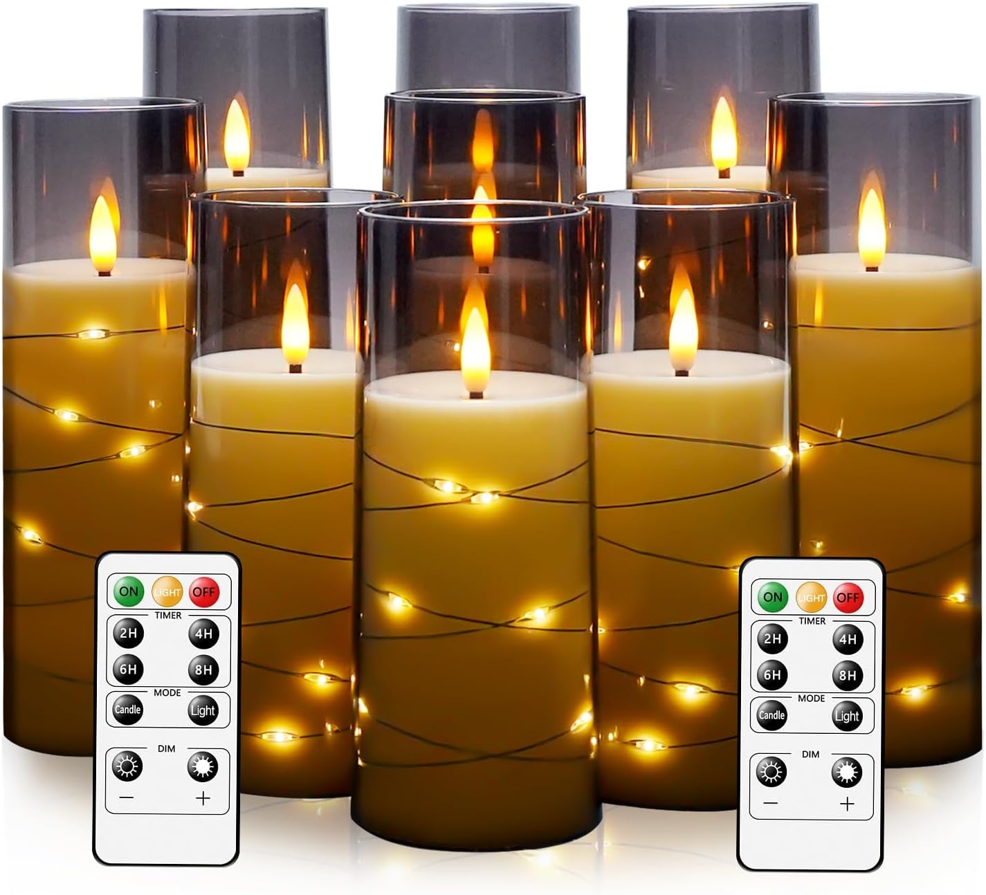 kakoya Flameless LED Candles with Timer 9pcs Grey