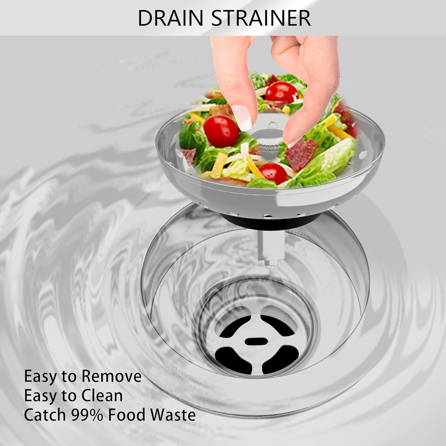 Exakey 3-12 Inch Brushed Stainless Steel Sink Drain Strainer Kit