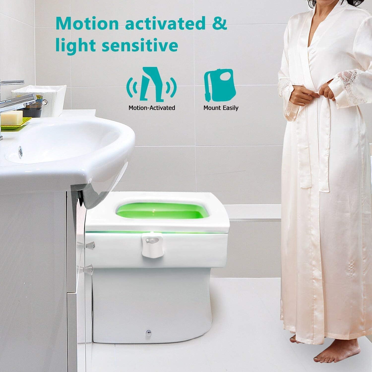 ZEZHOU Toilet Night Light 2 Pack Motion Sensor LED 1