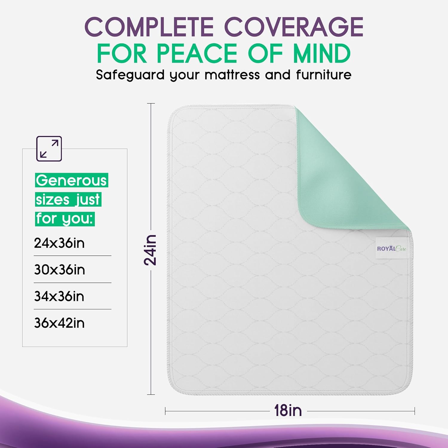 Royal Care Incontinence Bed Pads 4 Pack 18 x 24