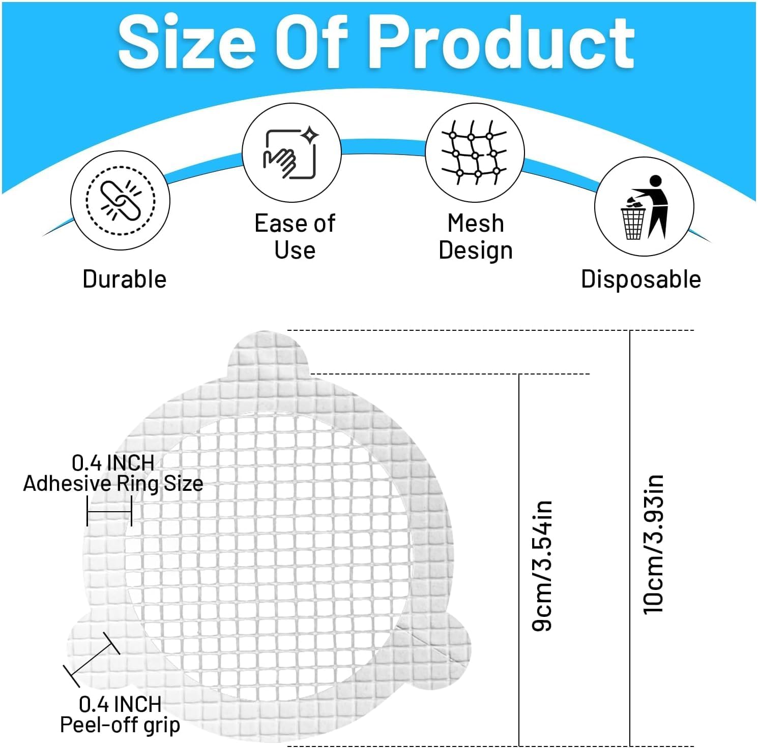 AMAZOPEN 25-Pack Disposable Shower Hair Catcher Stickers