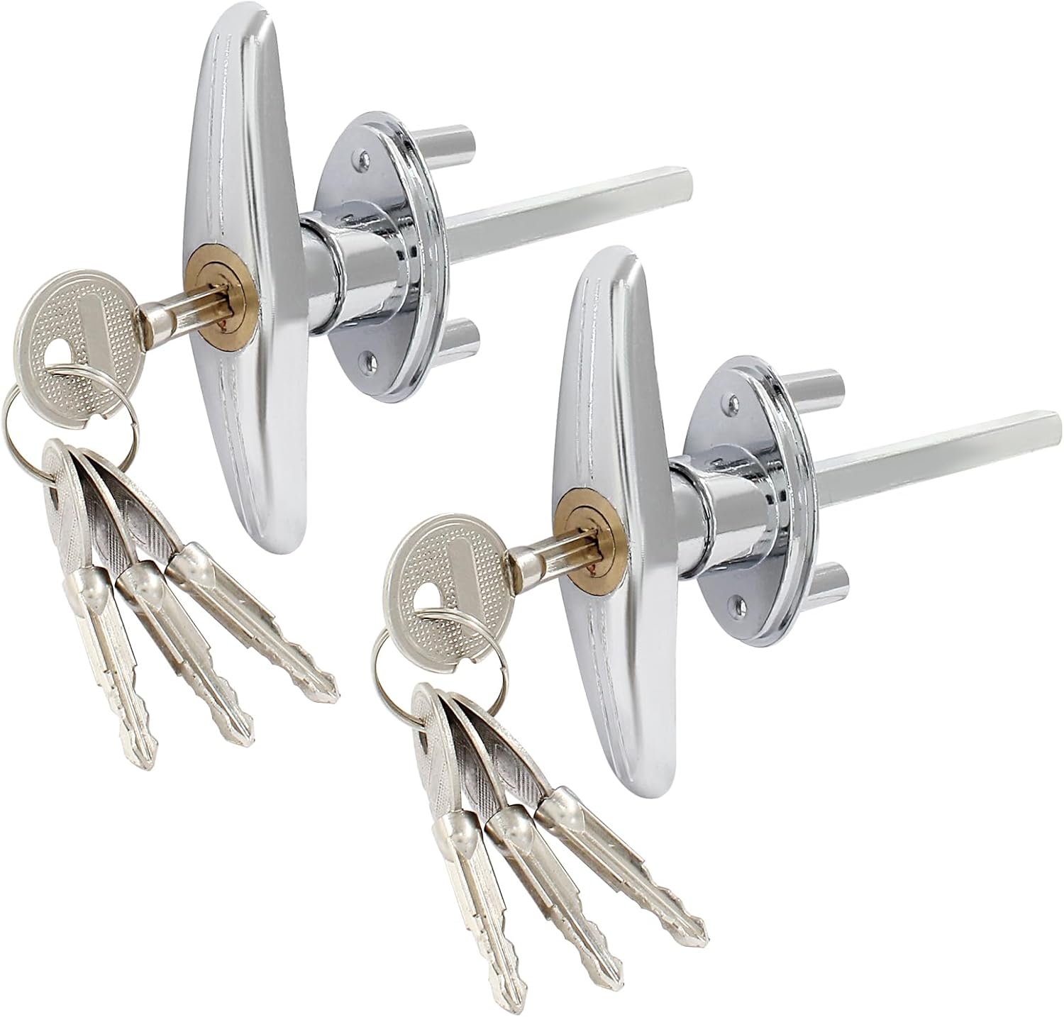2 Pack Garage Door T-Handle Lock with 8 Keys Silver 1