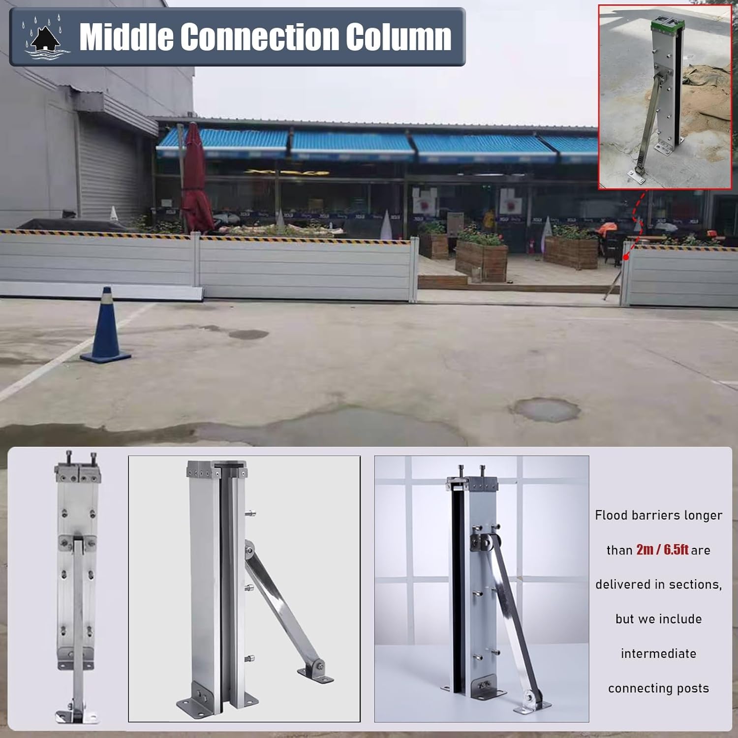 Flood Protection Barriers 39inch High Reusable for Garage Doors 1