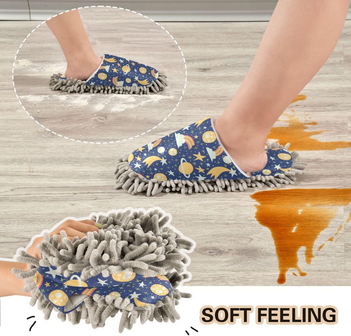 DOMIKING Mop House Slippers with Microfiber Sole