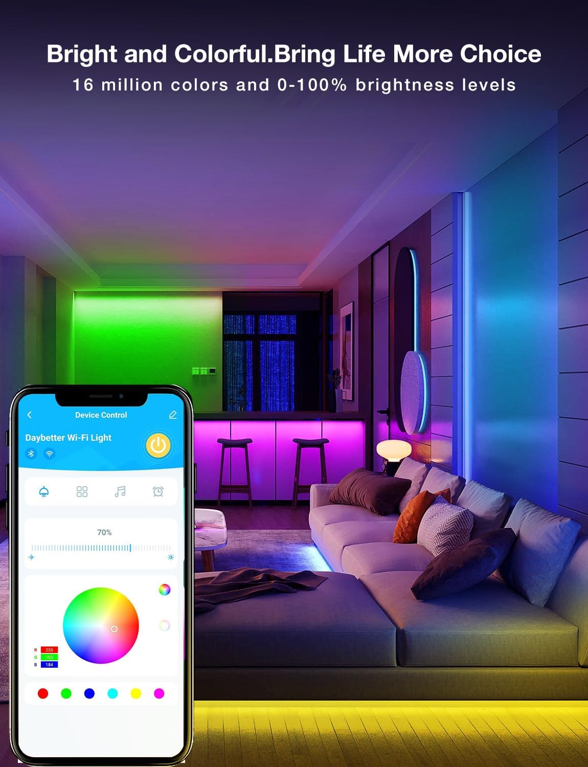 DAYBETTER Smart WiFi LED Strip Lights 50ft2