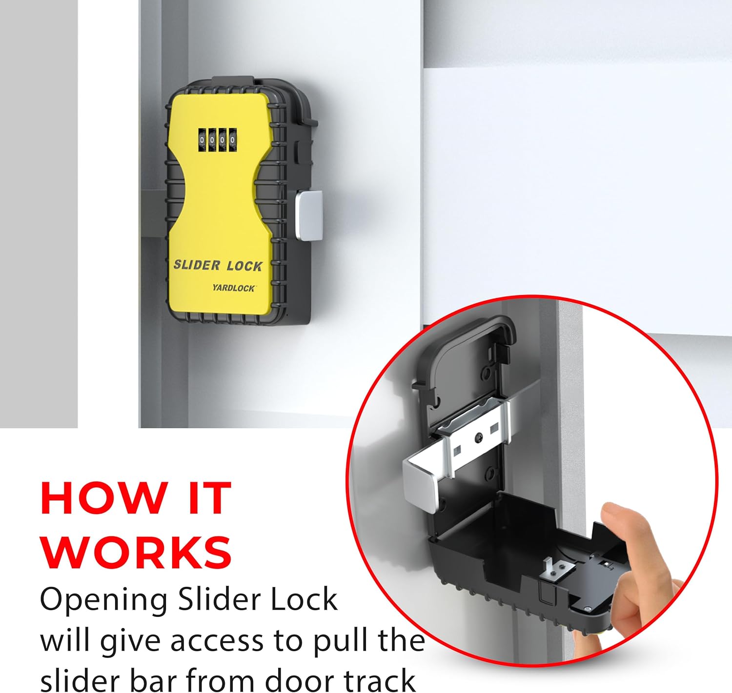 Yardlock Keyless Garage Door Slider Lock - 4 Dial Combination Deadlock