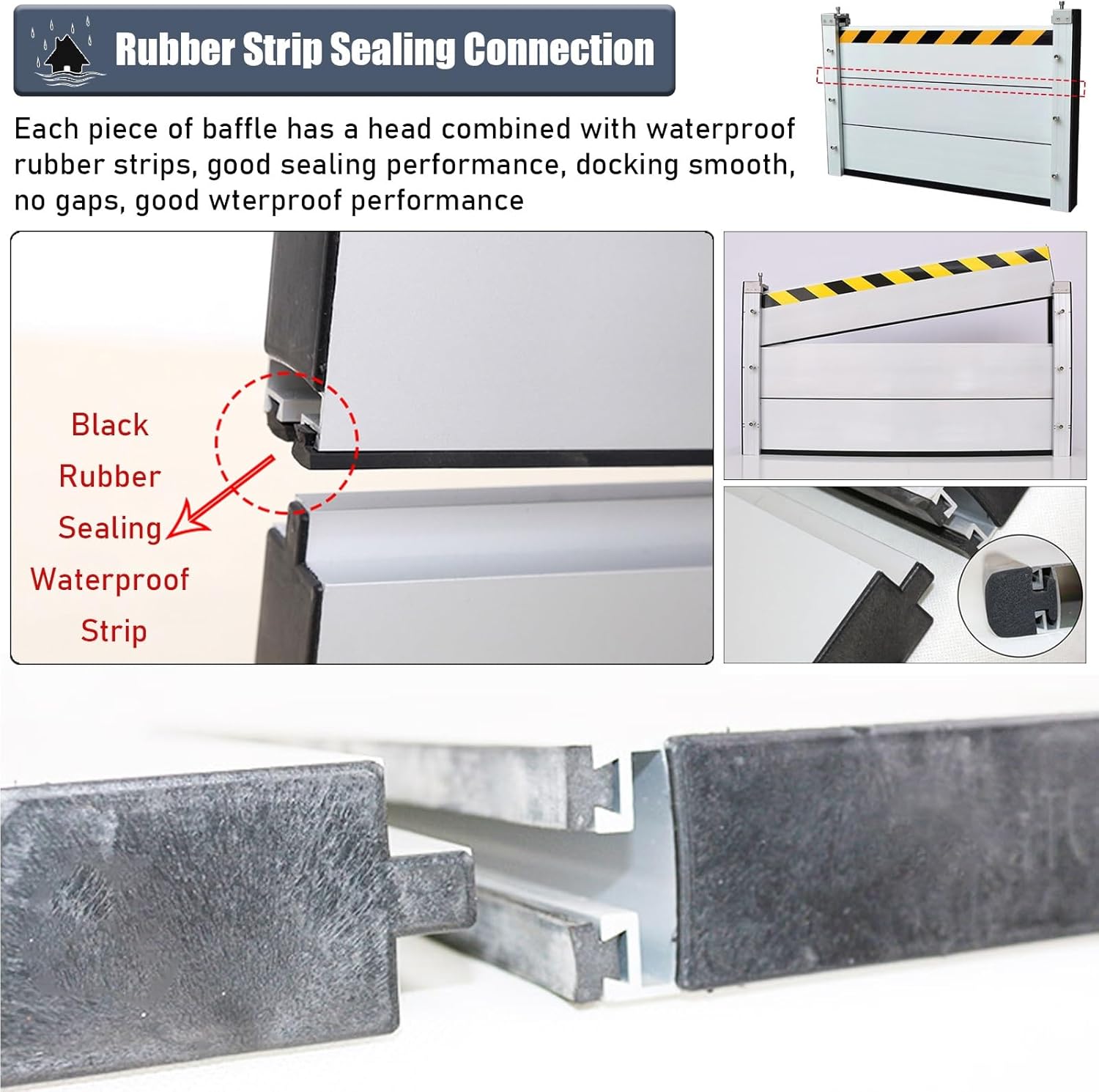 Flood Defense System - 47inch Aluminum Baffle Barriers Silver-L-175c