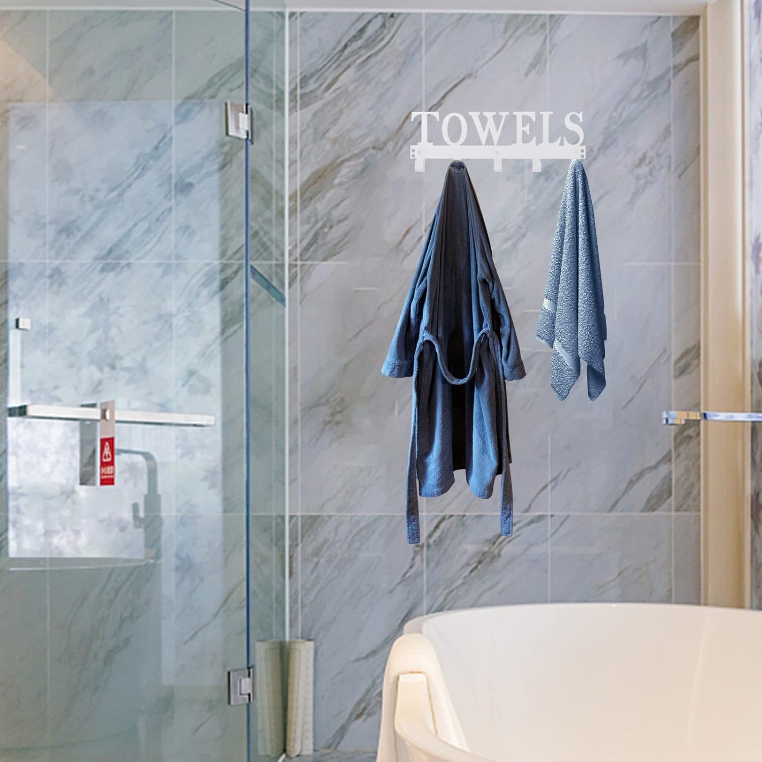 Kuhome Towel Hooks White Metal Wall Mount