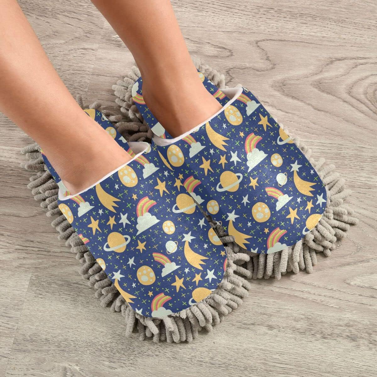 DOMIKING Mop House Slippers with Microfiber Sole