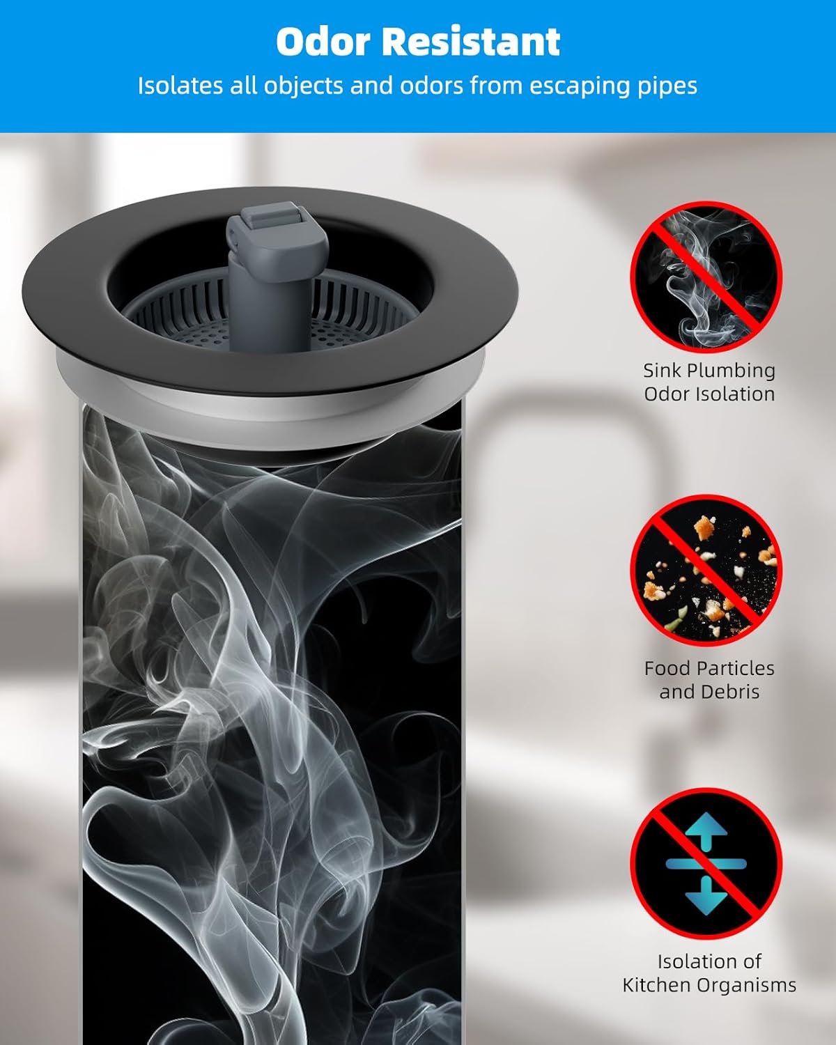 Hibbent 3 in 1 Sink Drain Strainer Combo Matte Black Stainless Steel