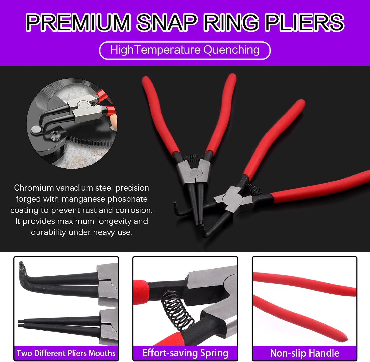 Swpeet 13-Inch Snap Ring Pliers with Pick and Hook Tool Set 1