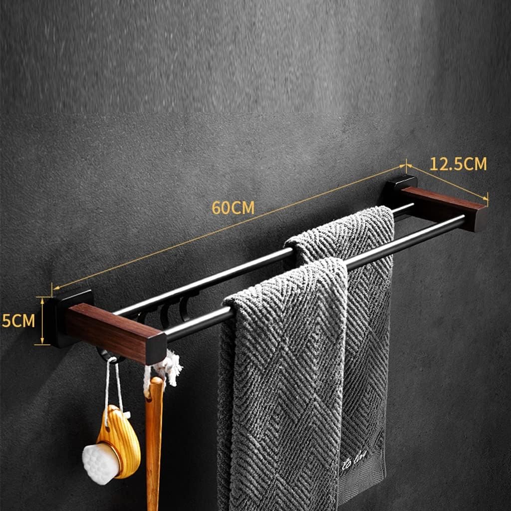 Solid Wood Towel Rack Set with Robe Hook and Toilet Paper Holder 1