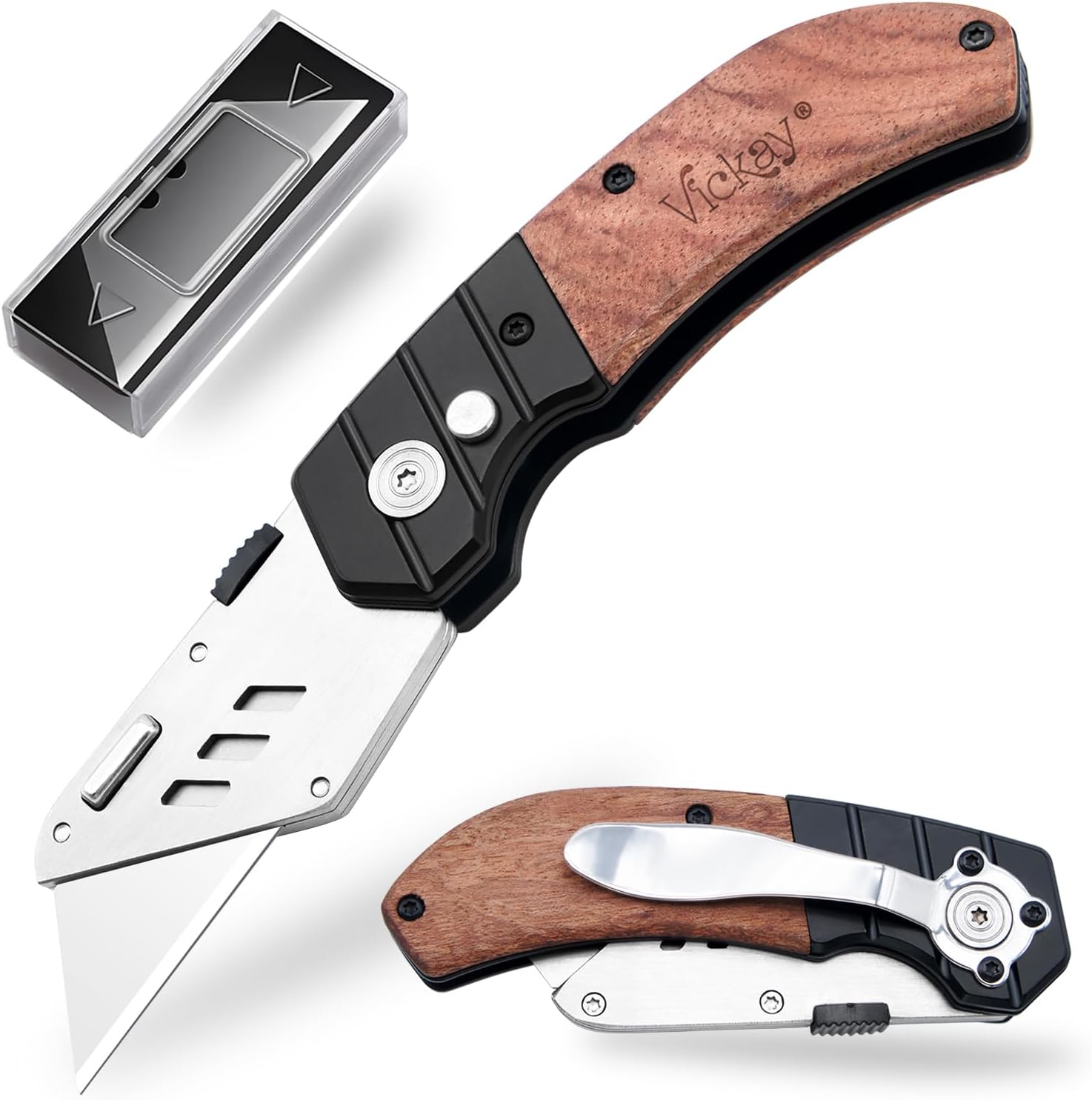 Vickay Utility Knife with Belt Clip and 5 SK5 Blades 1